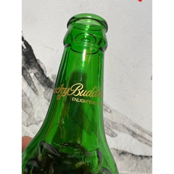 Lucky‎ Buddha Beer Green Glass Embossed Enlightened Shaped Empty Bottle Imported - Picture 5 of 8